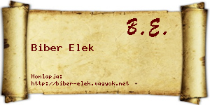 Biber Elek névjegykártya